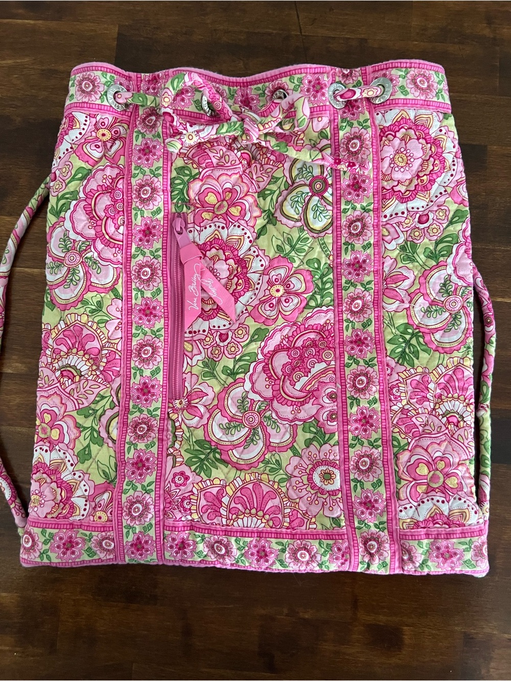 Vera Bradley Petal Pink Drawstring Backpack (retired) - Picture 2 of 7